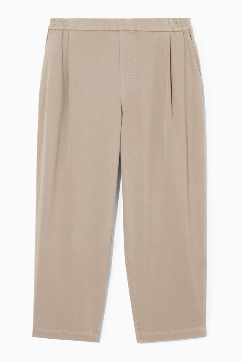 Men's COS Elasticated Twill Pants Grey NZ-07RAKVDZY
