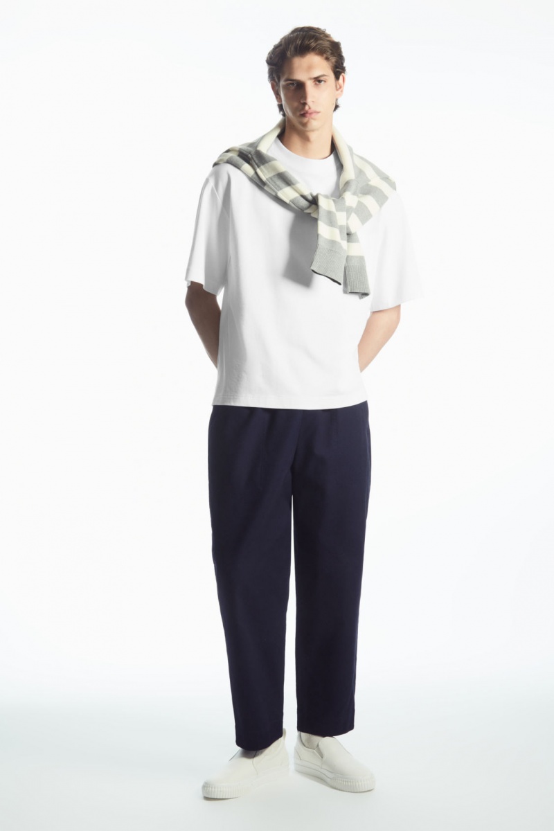 Men's COS Elasticated Twill Pants Navy NZ-31YEUTQFH
