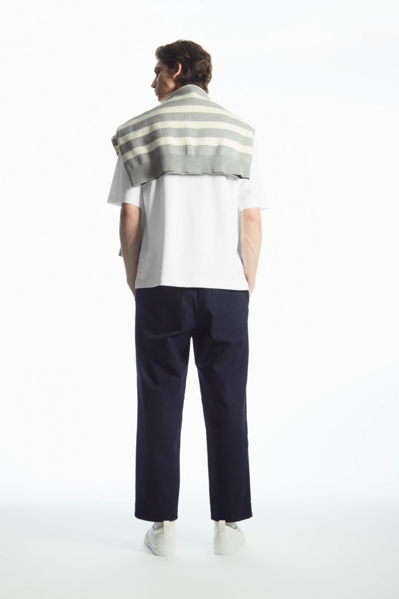 Men's COS Elasticated Twill Pants Navy NZ-31YEUTQFH