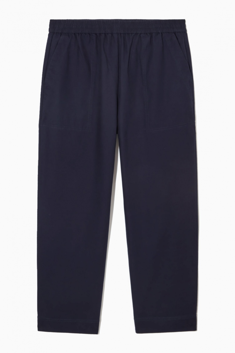 Men's COS Elasticated Twill Pants Navy NZ-31YEUTQFH