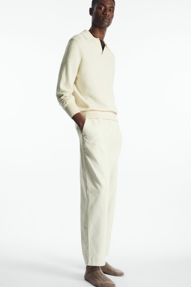 Men's COS Elasticated Twill Pants White NZ-10RYZJXLB