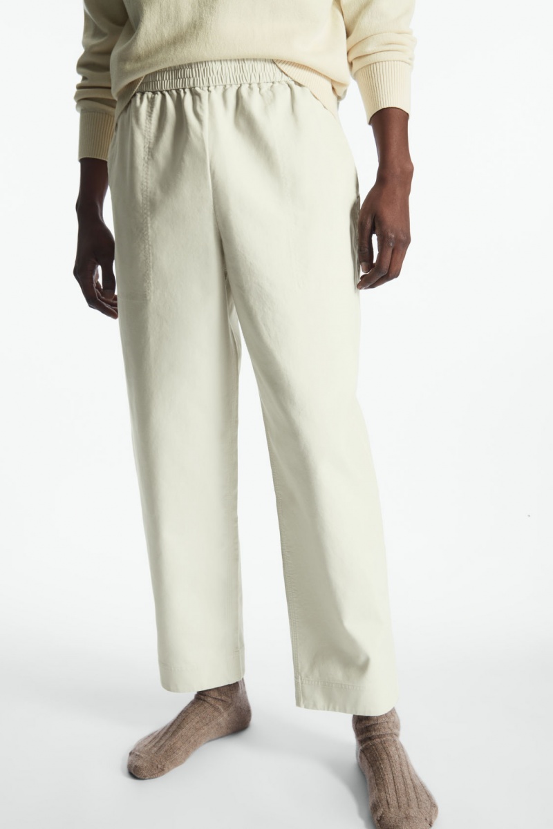 Men's COS Elasticated Twill Pants White NZ-10RYZJXLB