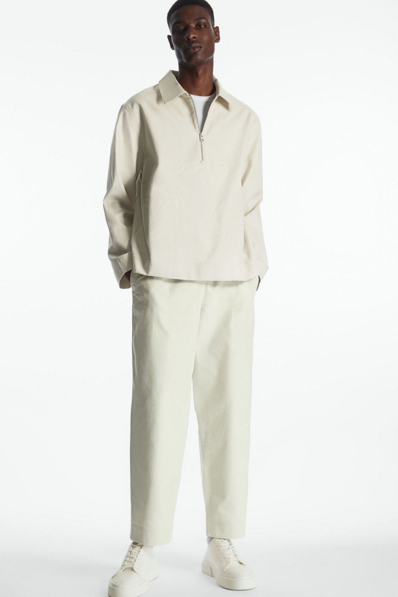 Men\'s COS Elasticated Twill Pants White NZ-10RYZJXLB