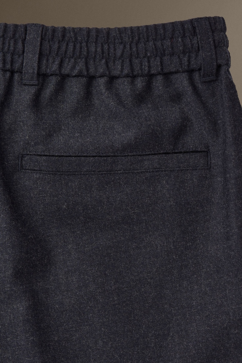 Men's COS Elasticated Wool-Flannel Tapered Trousers Navy NZ-17ONDUBFT