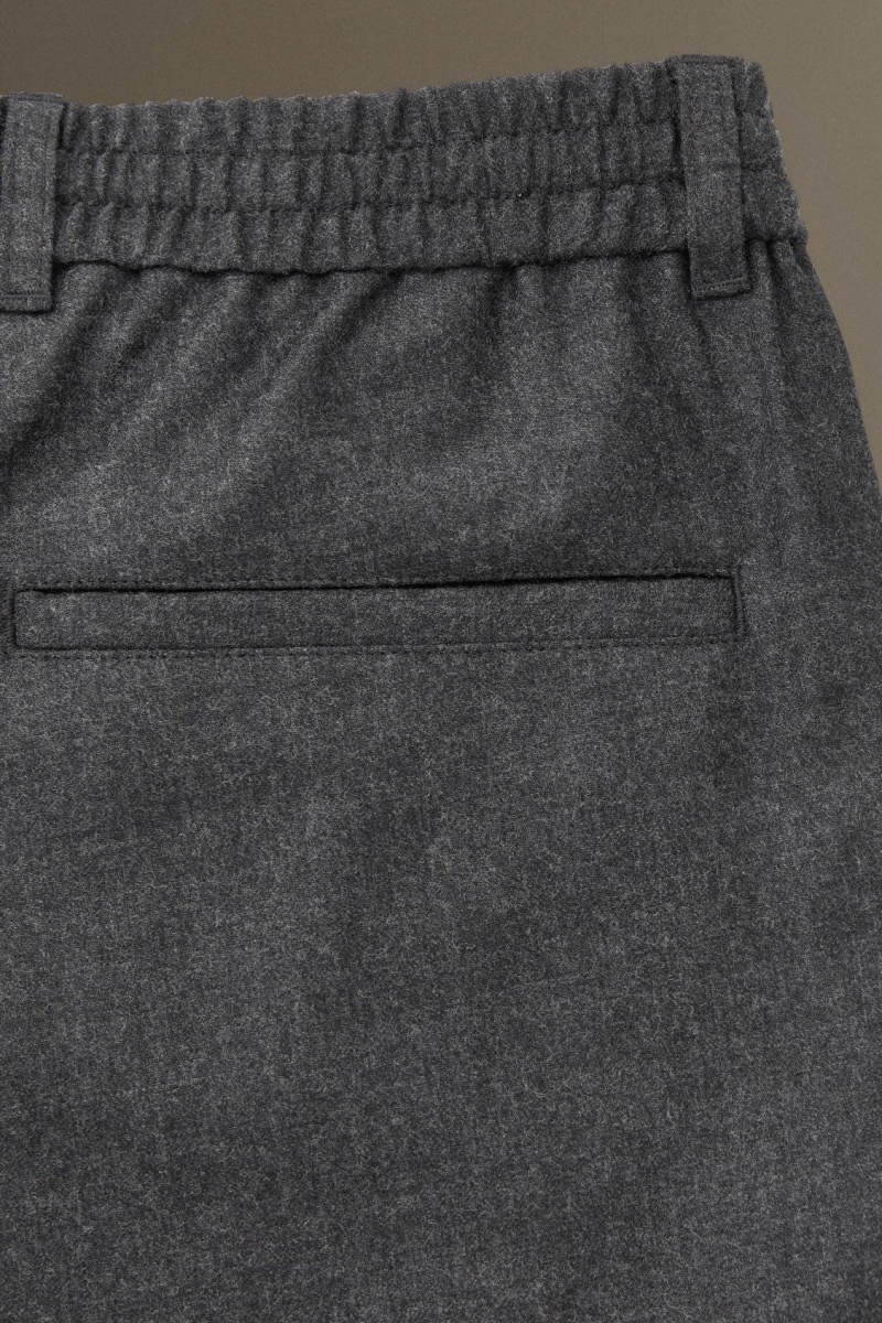 Men's COS Elasticated Wool-Flannel Tapered Trousers Grey NZ-21ESCHFRB
