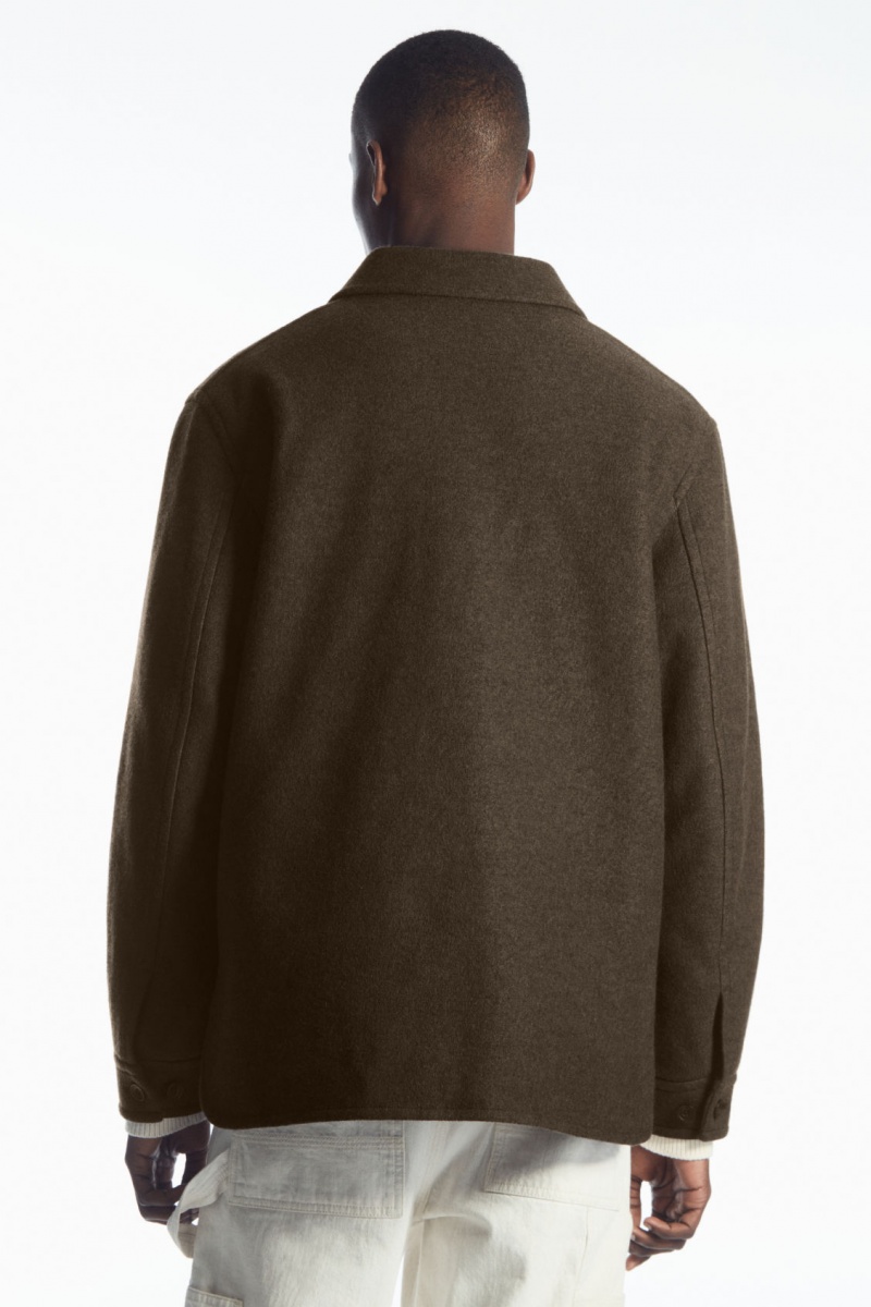Men's COS Felted Wool Jackets Brown NZ-52BCALWPD
