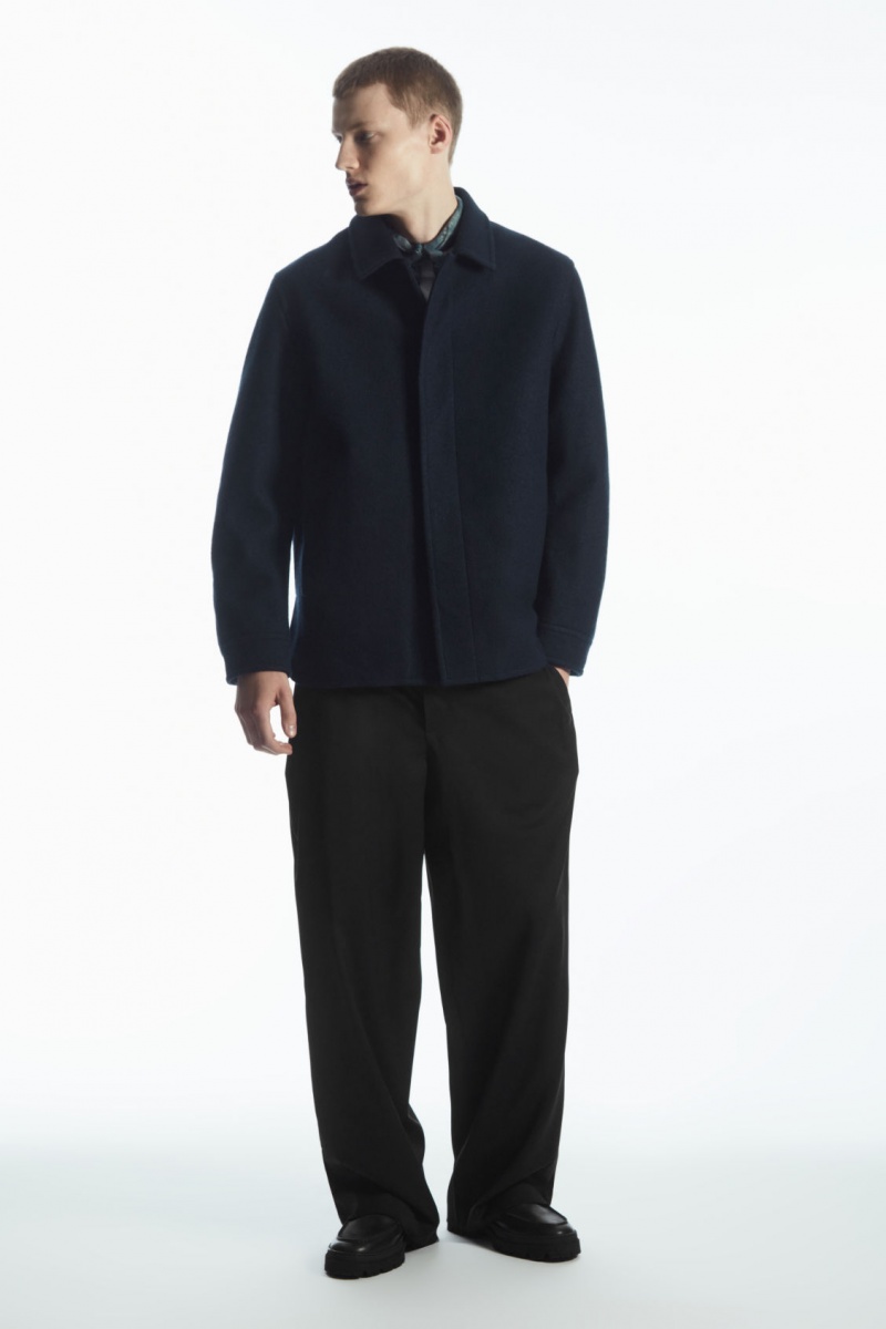 Men's COS Felted Wool Jackets Navy NZ-19XFCEMLJ