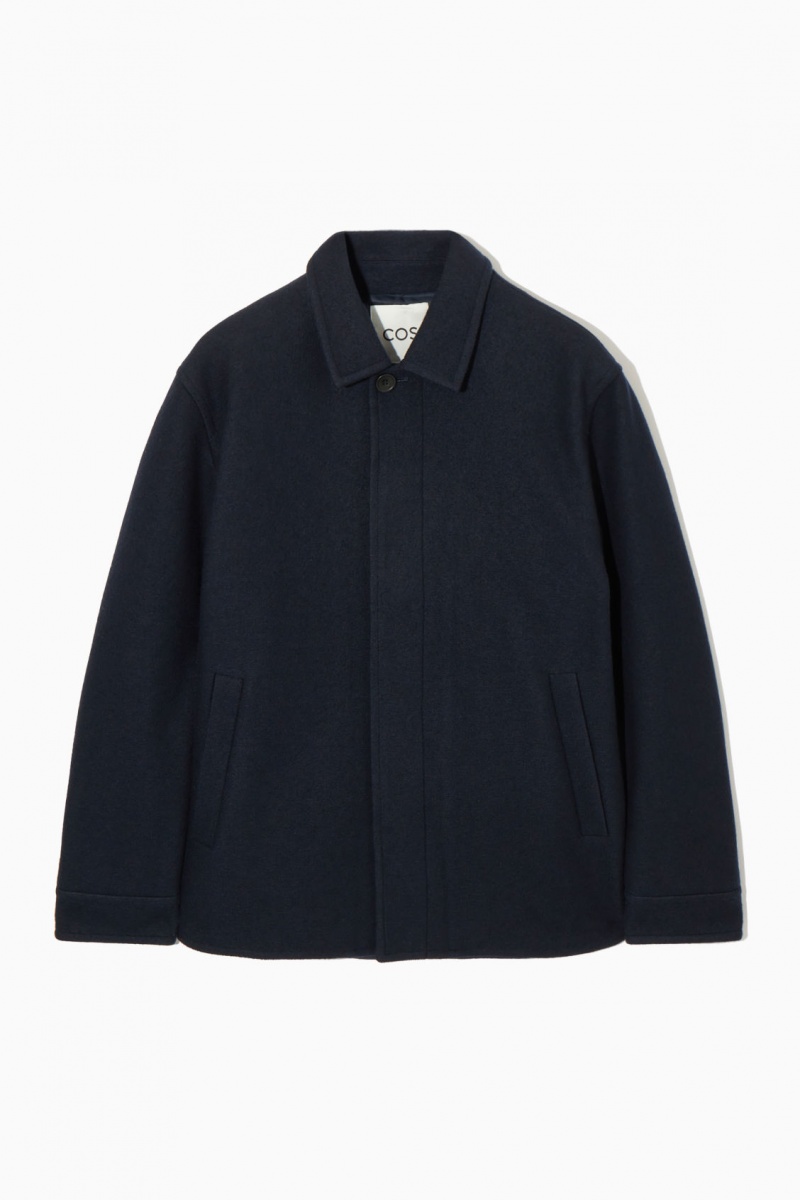 Men's COS Felted Wool Jackets Navy NZ-19XFCEMLJ