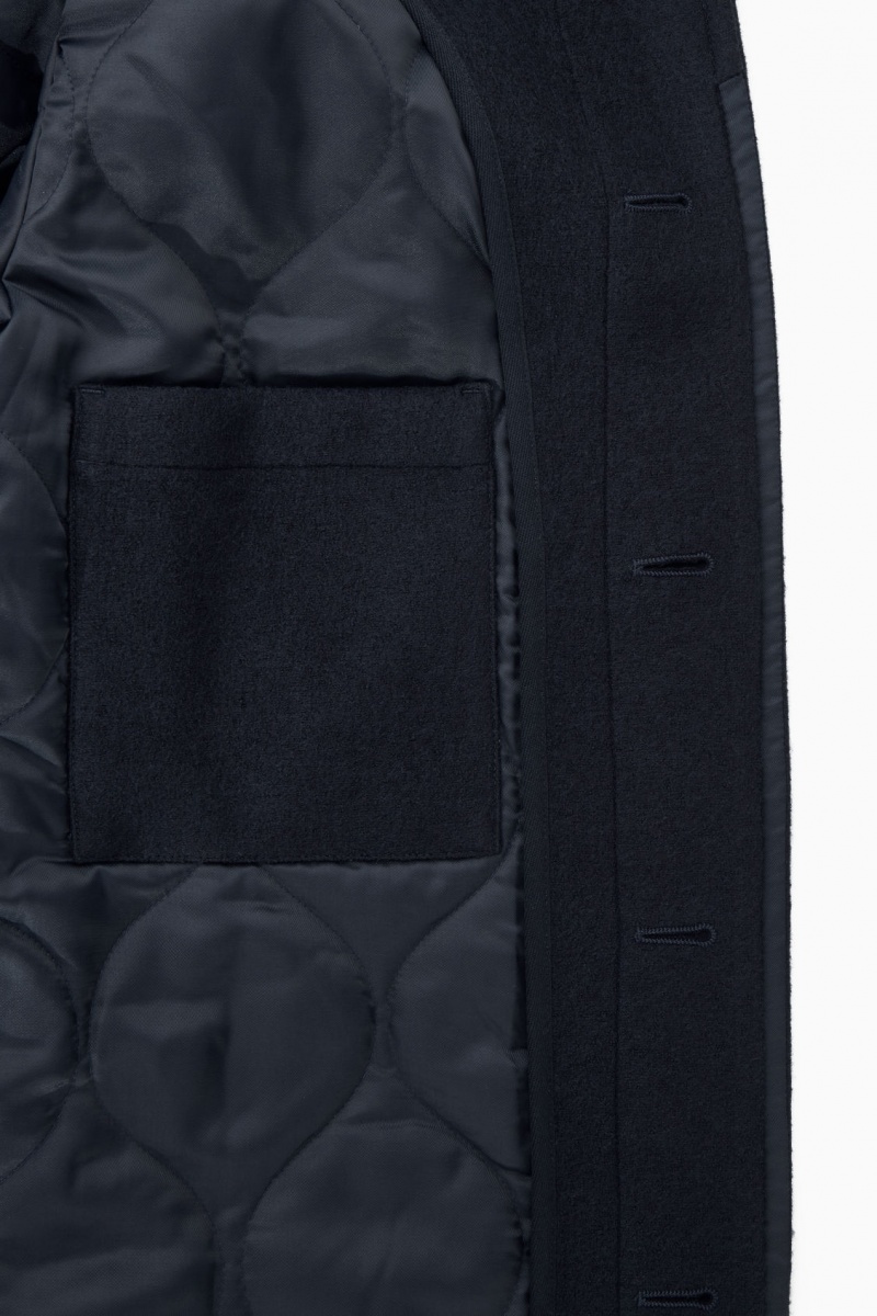 Men's COS Felted Wool Jackets Navy NZ-19XFCEMLJ