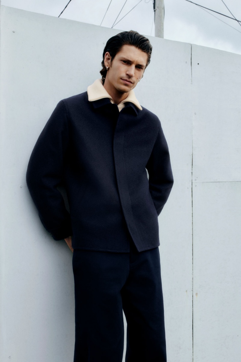 Men's COS Felted Wool Jackets Navy NZ-19XFCEMLJ