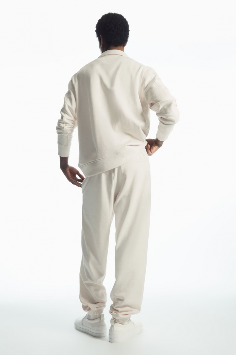 Men's COS Fleece-Back Joggers Cream NZ-73FVLRIMQ