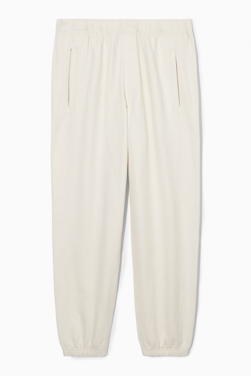 Men's COS Fleece-Back Joggers Cream NZ-73FVLRIMQ
