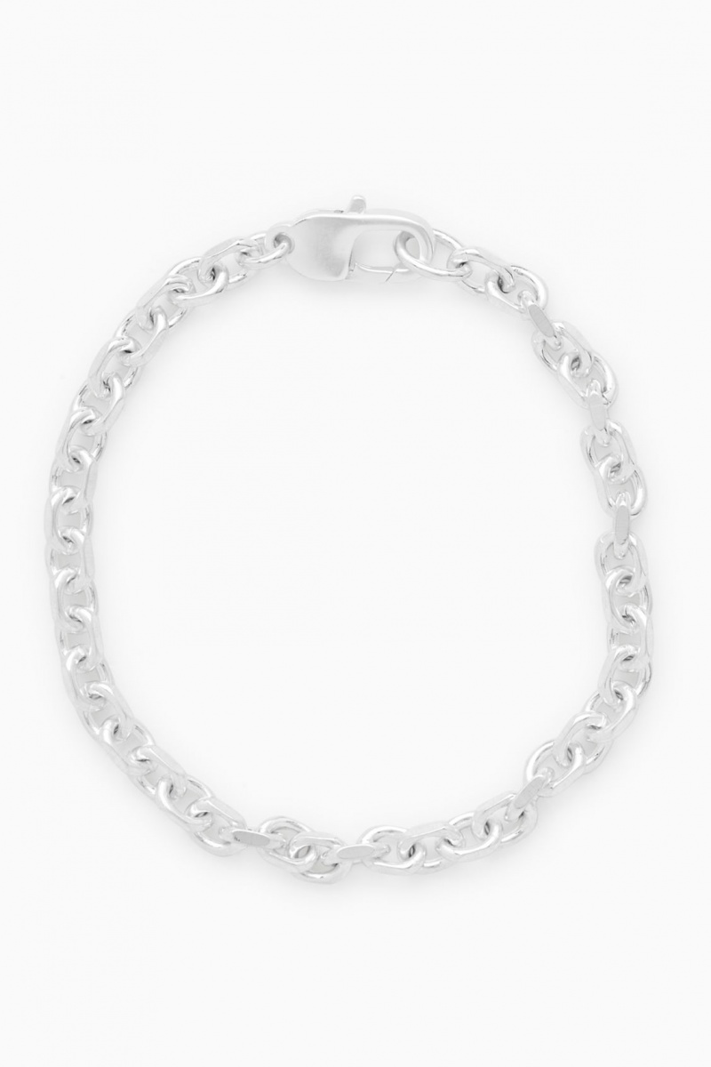 Men's COS Geometric Oval-Link Bracelet Silver NZ-27DKVBZWG
