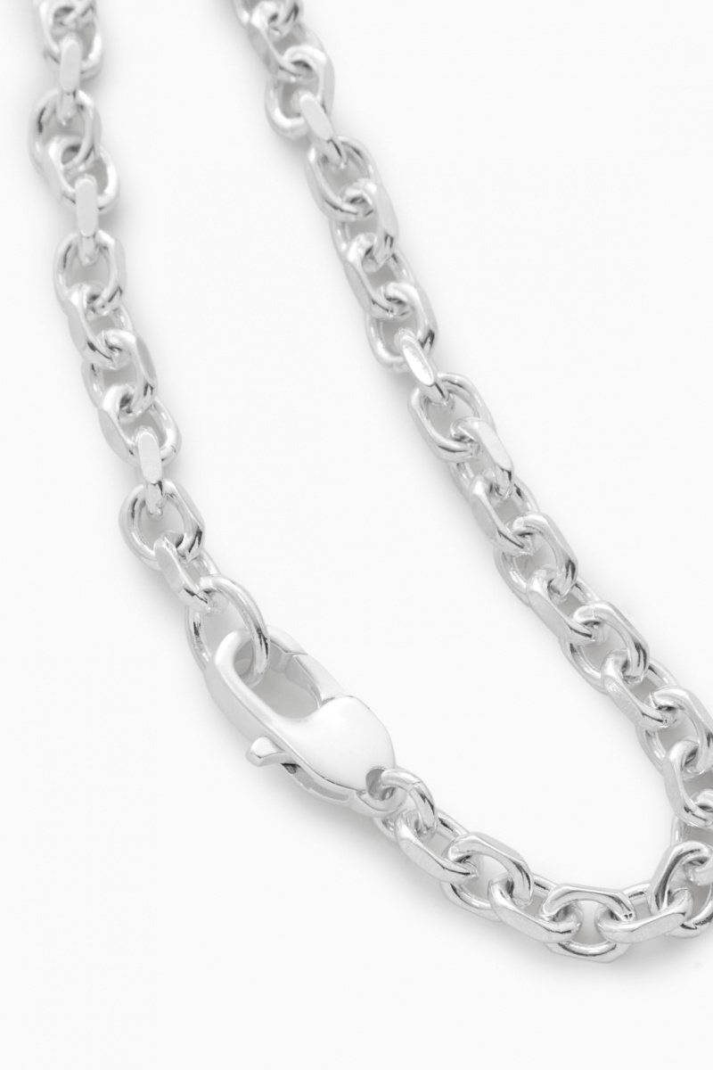 Men's COS Geometric Oval-Link Bracelet Silver NZ-27DKVBZWG