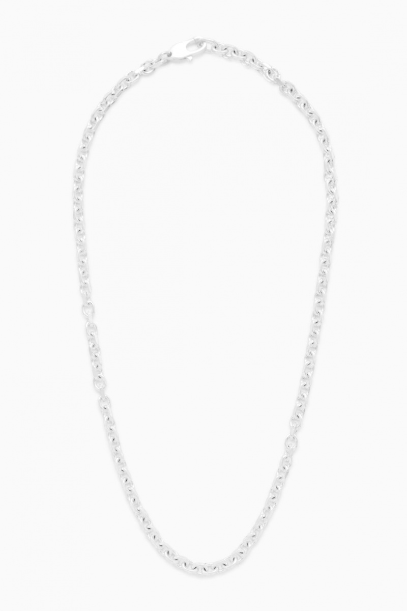 Men's COS Geometric Oval-Link Necklace Silver NZ-17UOSVZHE
