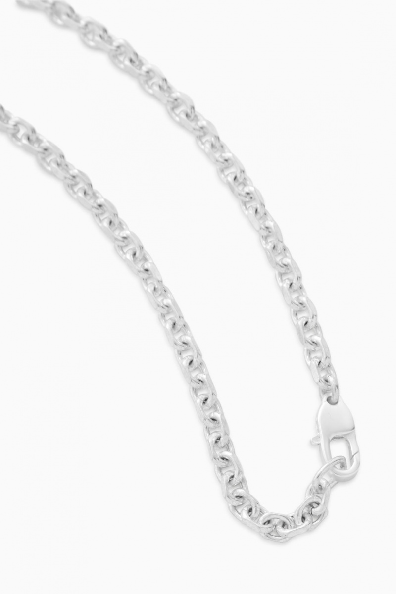 Men's COS Geometric Oval-Link Necklace Silver NZ-17UOSVZHE
