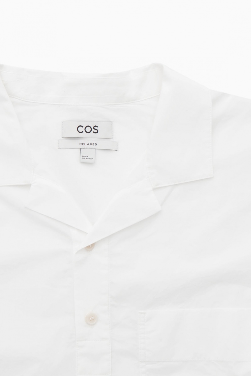 Men's COS Half-Placket Short-Sleeved Shirts White NZ-06BNZYQOU
