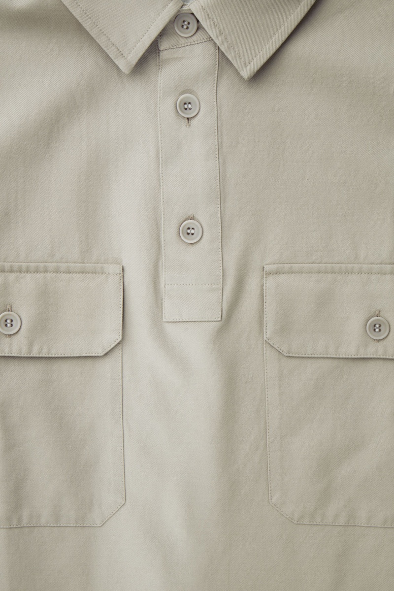 Men's COS Half-Placket Utility Overshirt Shirts Beige NZ-57GSUKQPF