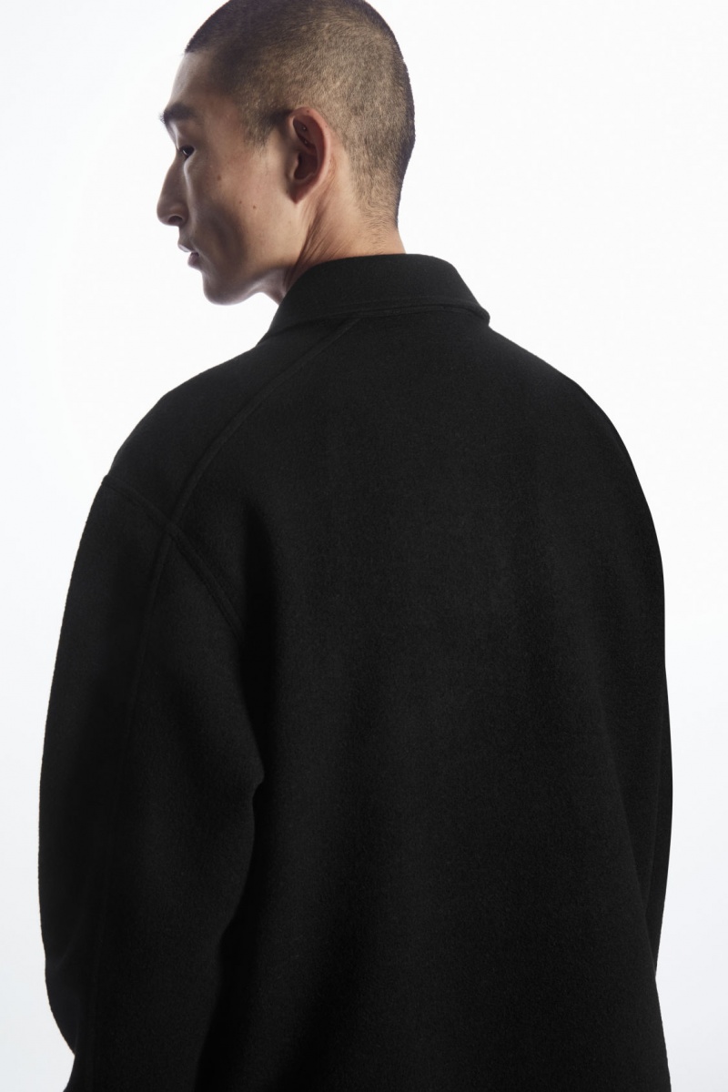 Men's COS Half-Zip Wool-Blend Sweaters Black NZ-14KLUZFXP