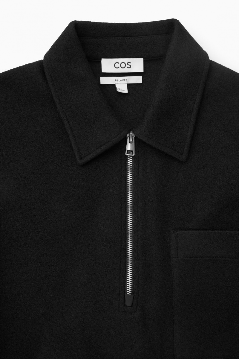 Men's COS Half-Zip Wool-Blend Sweaters Black NZ-14KLUZFXP