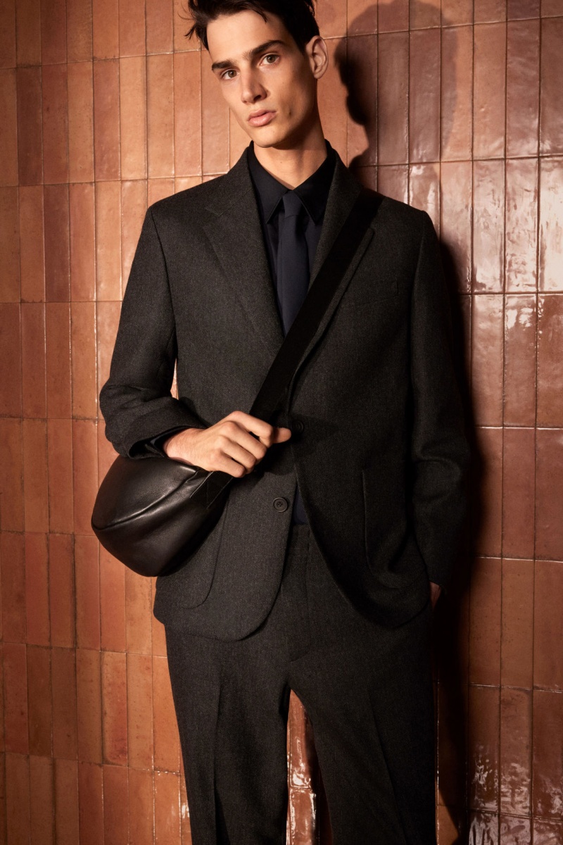 Men's COS Herringbone Wool Regular Blazer Dark Grey NZ-81IUVYODR