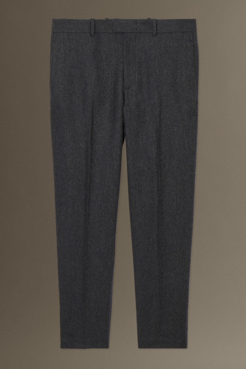 Men's COS Herringbone Wool Straight Trousers Dark Grey NZ-35VYPMUDB
