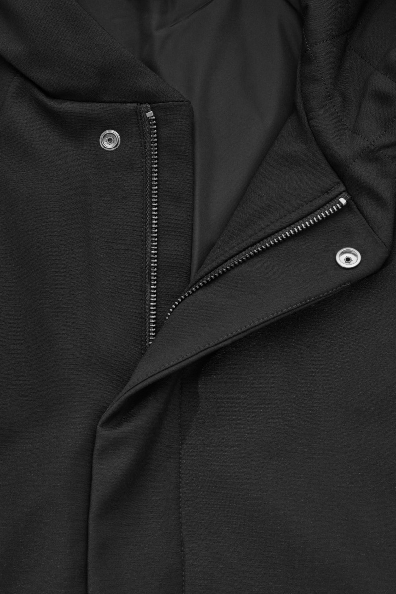 Men's COS Hooded Padded Parka Jackets Black NZ-72VNLHOYP