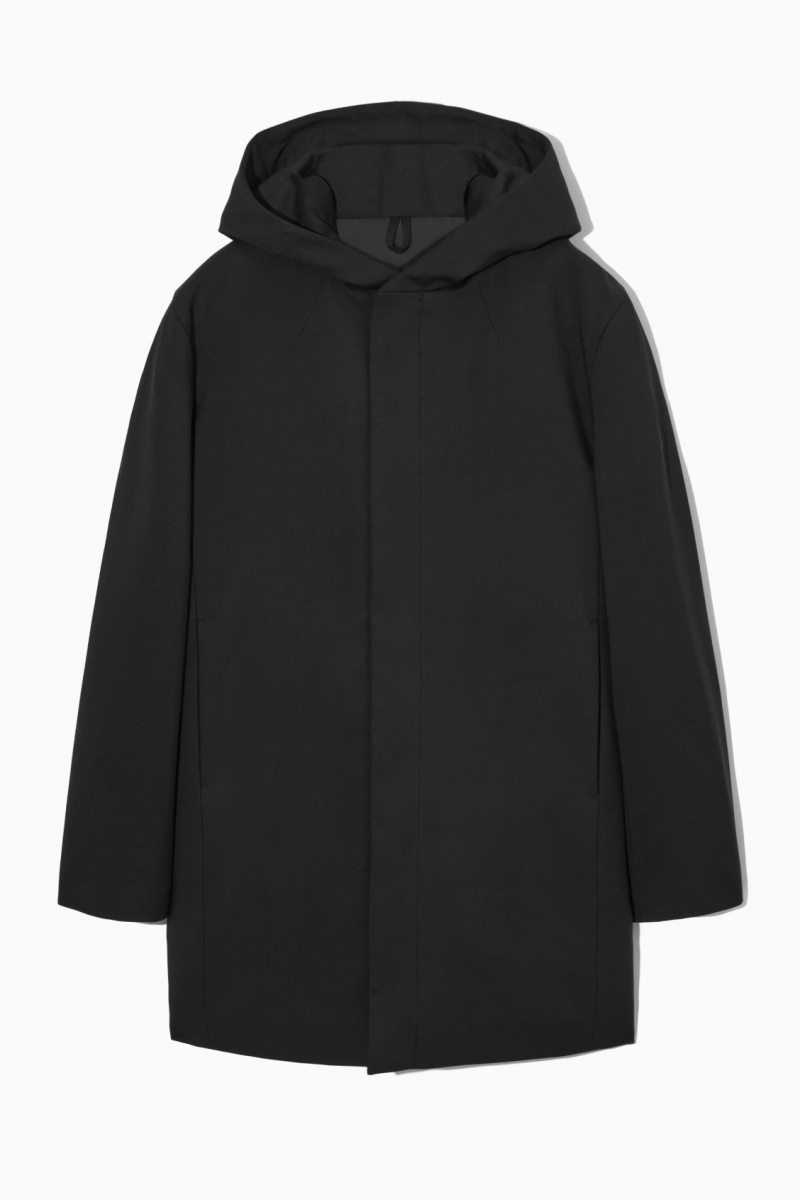 Men\'s COS Hooded Padded Parka Jackets Black NZ-72VNLHOYP