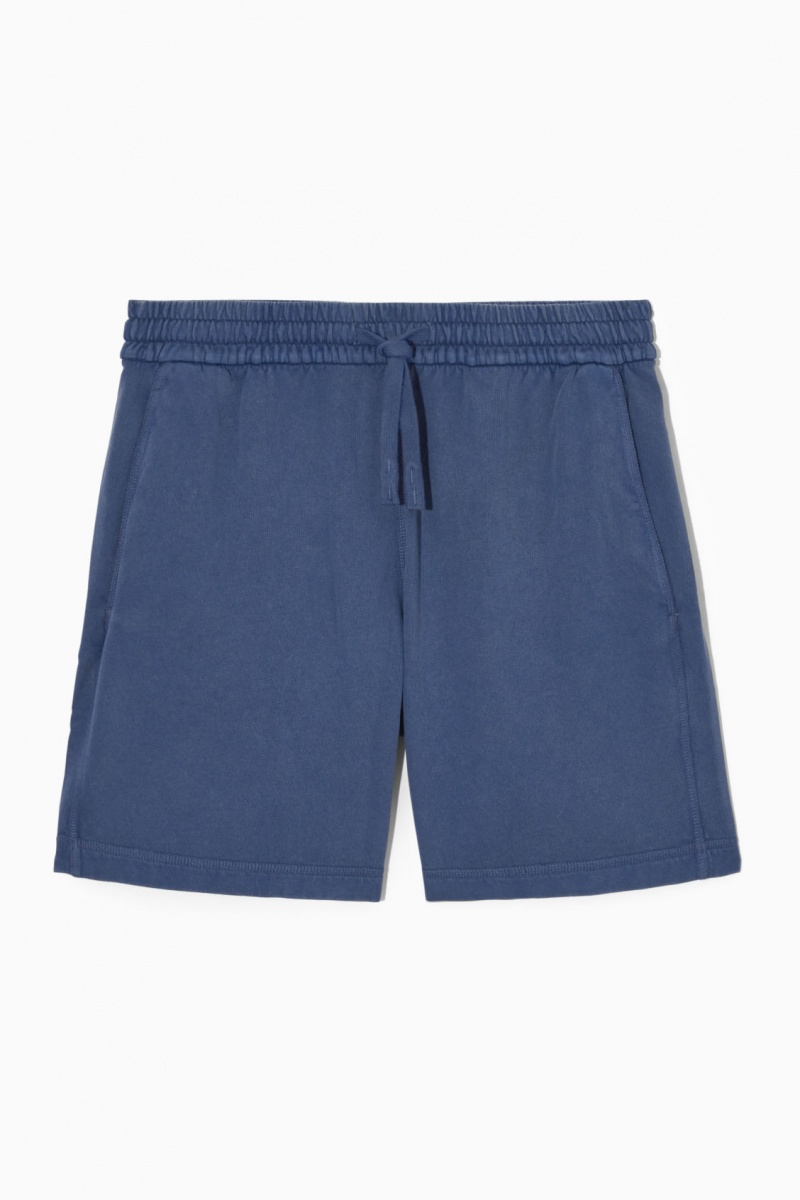 Men's COS Jersey Drawstring Shorts Dark Blue NZ-64XDZKRIA