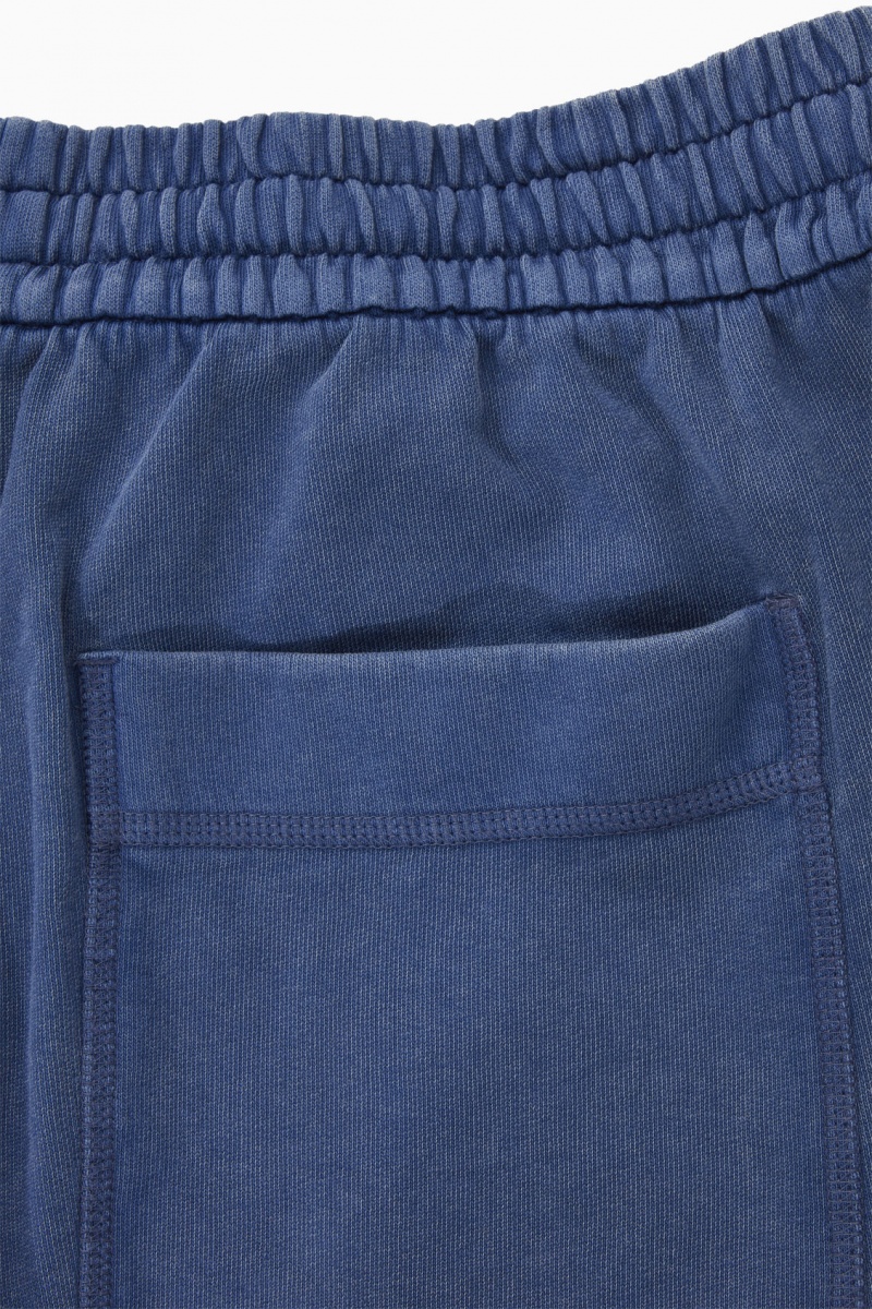 Men's COS Jersey Drawstring Shorts Dark Blue NZ-64XDZKRIA