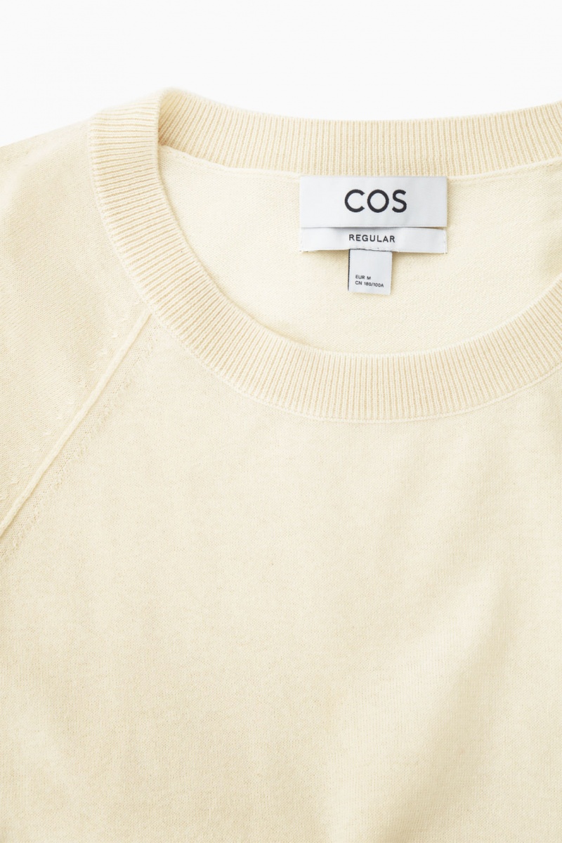 Men's COS Knitted Cashmere-Blend T-Shirt Cream NZ-87RJOGSMP