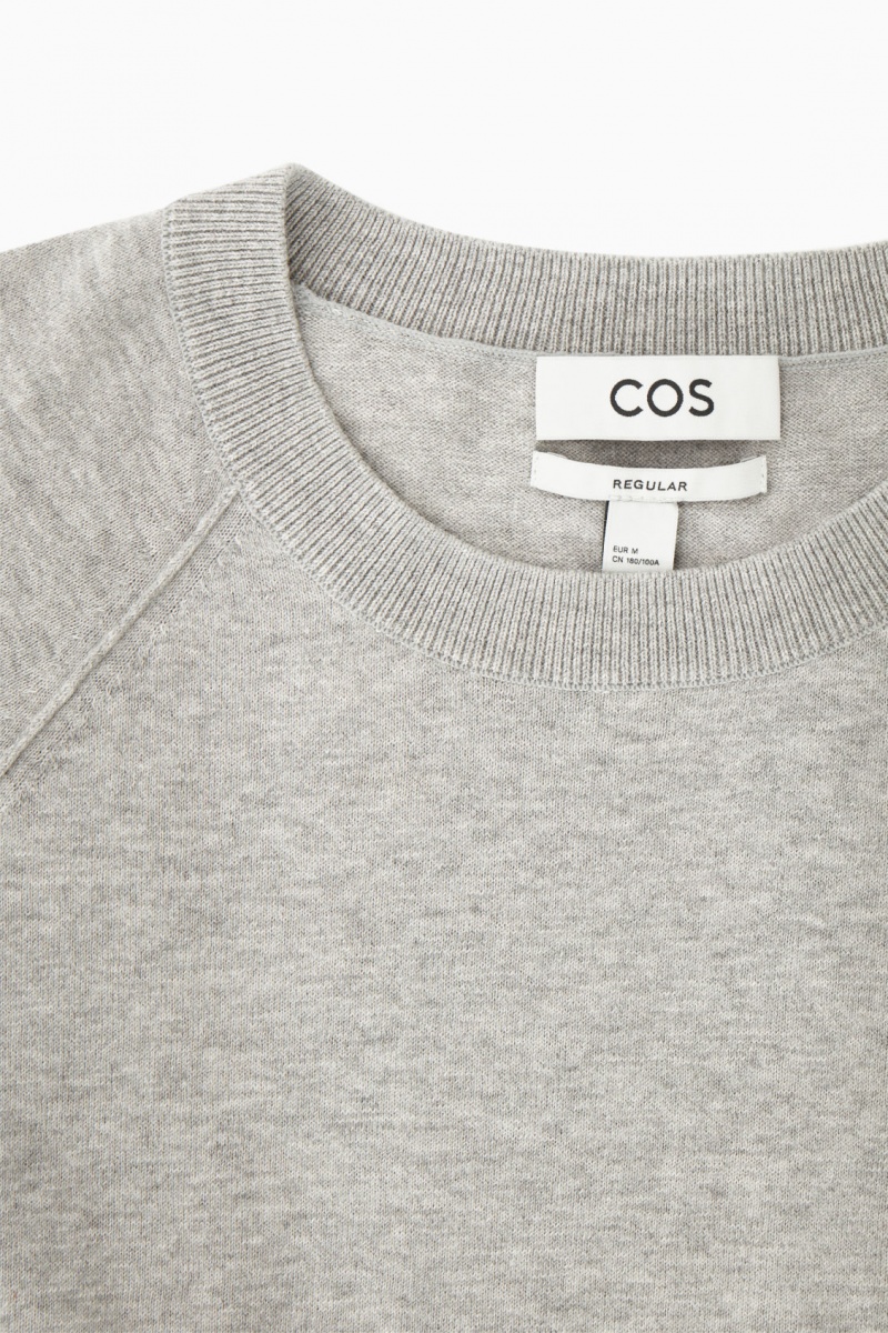 Men's COS Knitted Cashmere-Blend T-Shirt Grey NZ-02MABWJXO