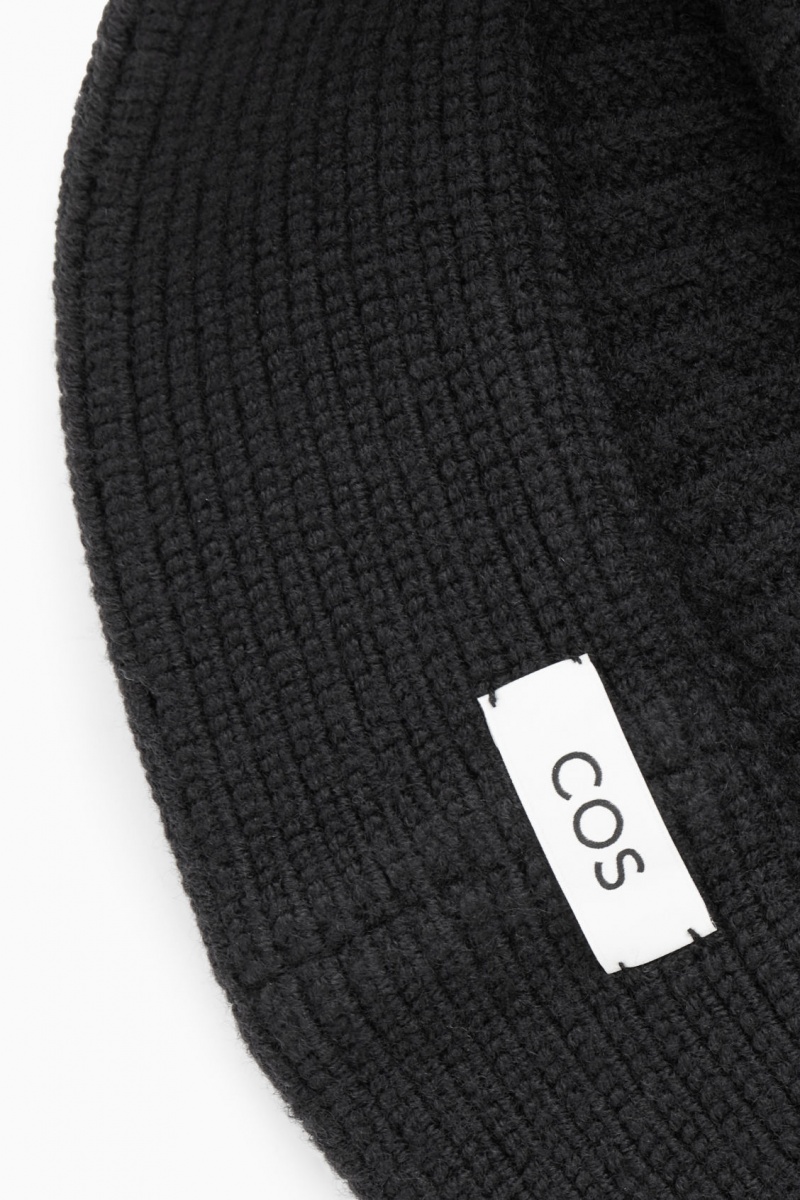 Men's COS Knitted Merino Wool Bucket Hats Black NZ-06JILHGKW