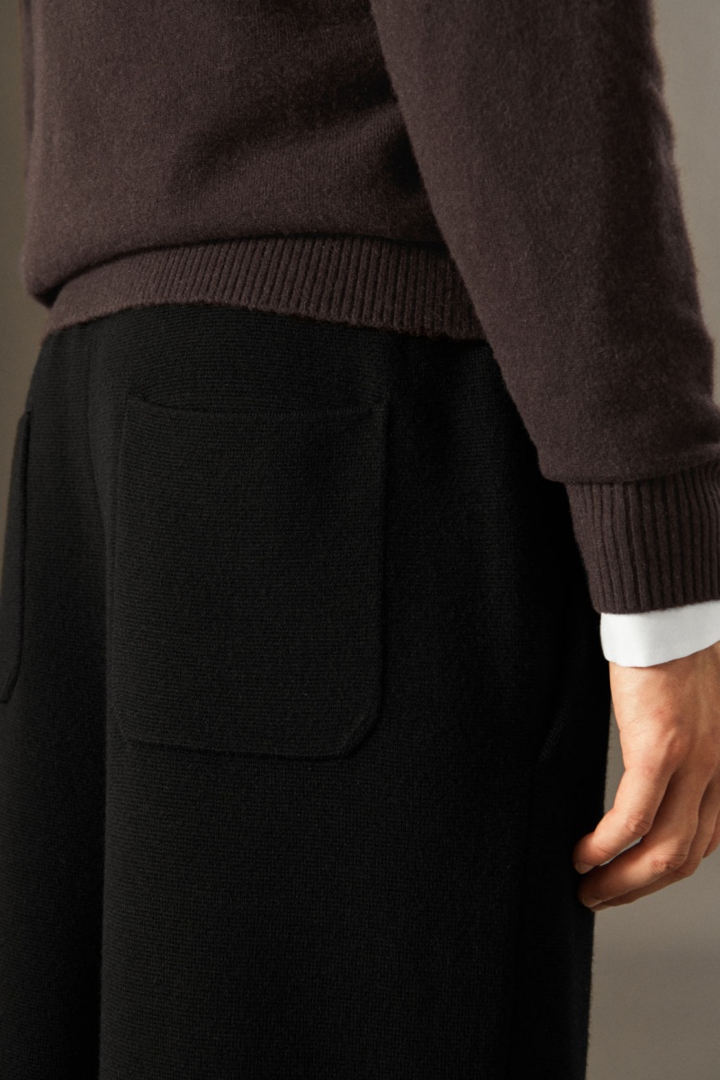 Men's COS Knitted Merino Wool Straight Pants Black NZ-24BKYVIMQ