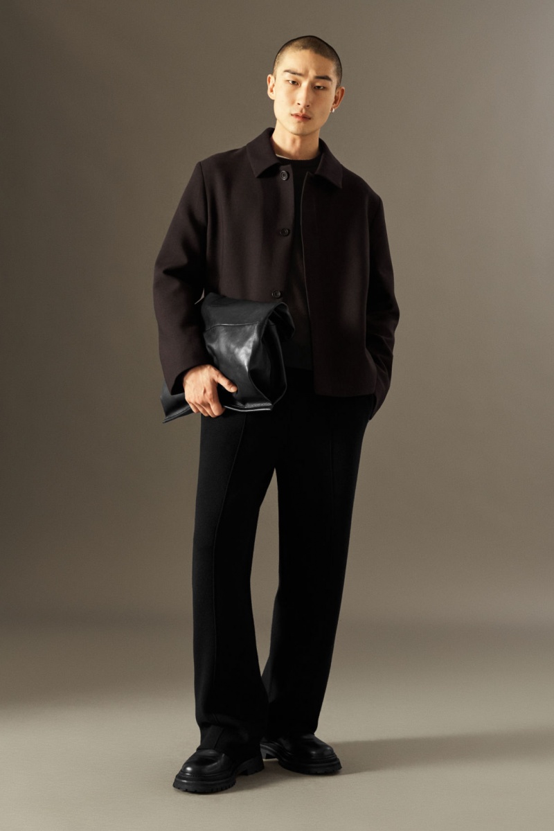 Men's COS Knitted Merino Wool Straight Pants Black NZ-24BKYVIMQ