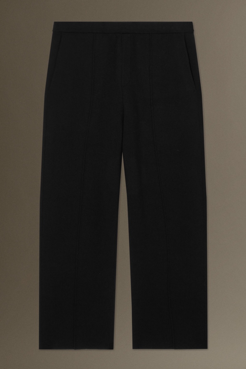 Men's COS Knitted Merino Wool Straight Pants Black NZ-24BKYVIMQ
