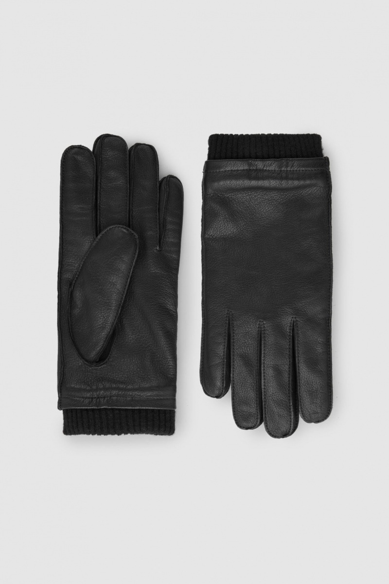 Men's COS Leather Gloves Black NZ-13GEYDWIQ