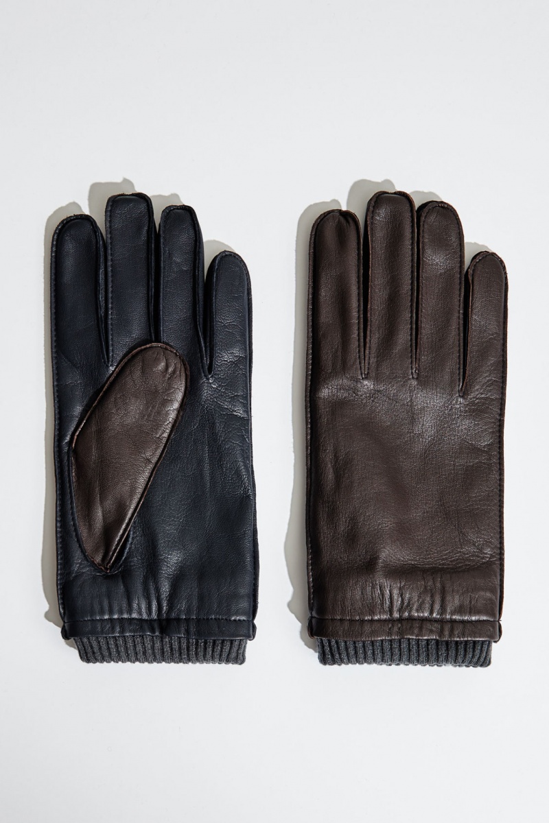 Men's COS Leather Gloves Black NZ-13GEYDWIQ