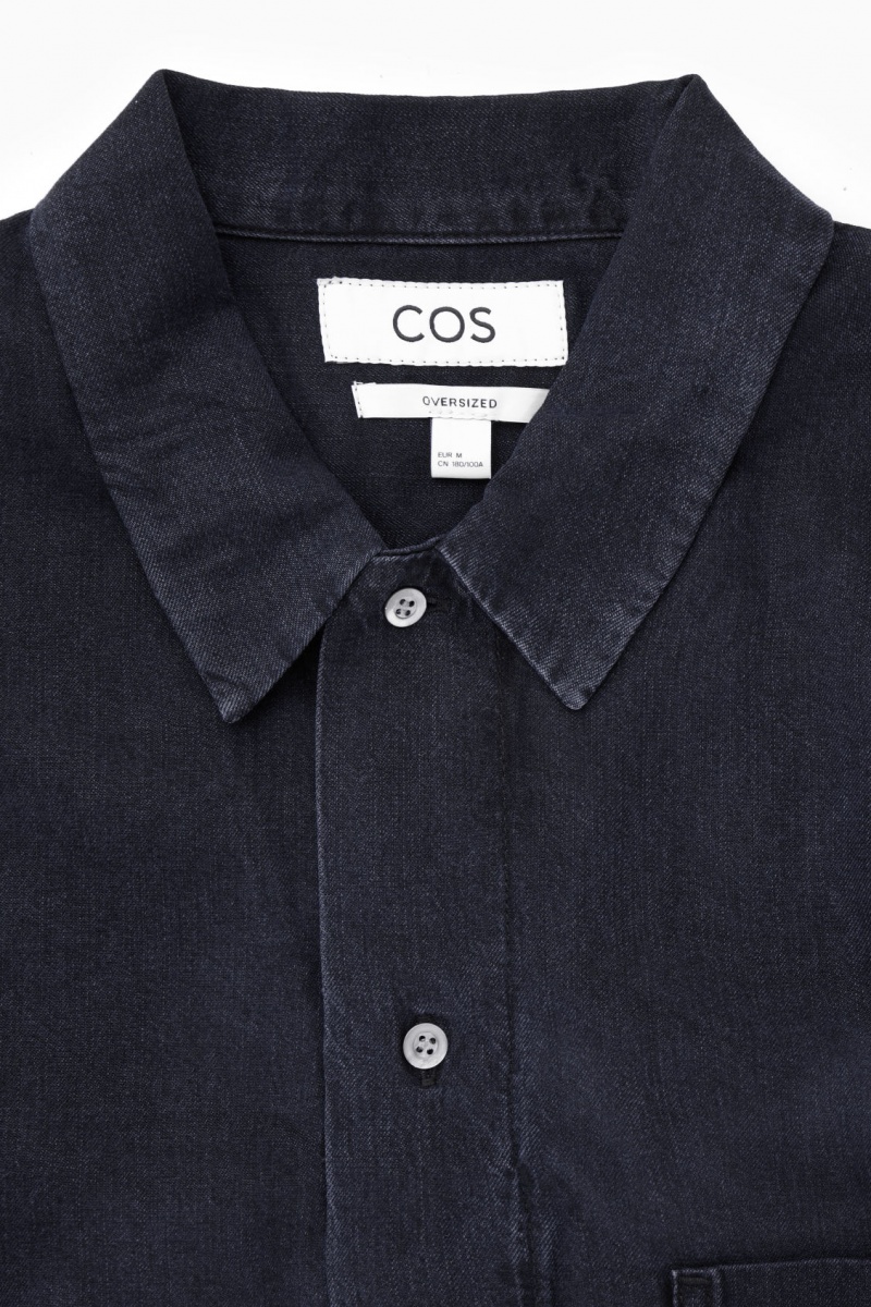 Men's COS Lightweight Denim Shirts Navy NZ-08VXNLETY