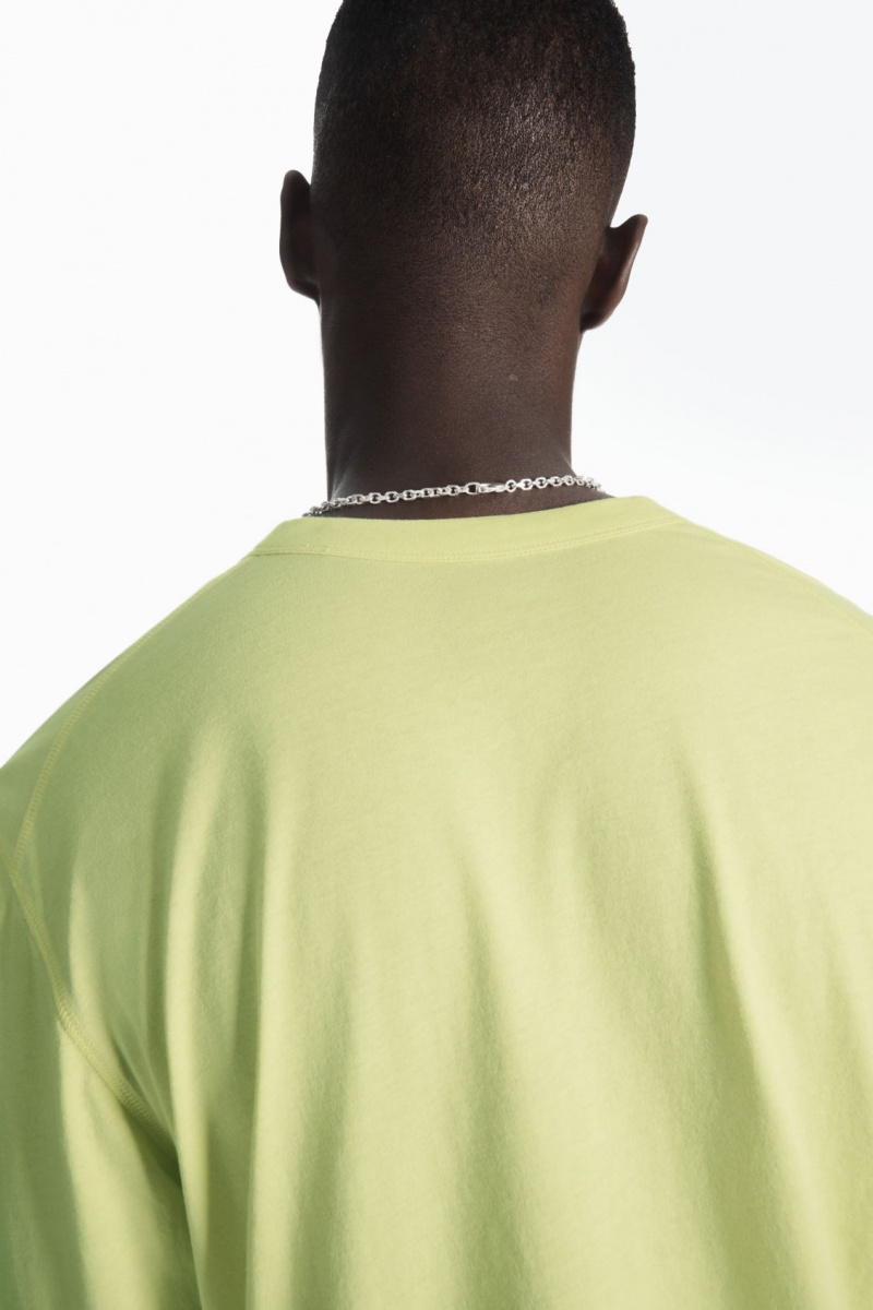 Men's COS Lightweight Long-Sleeved T-Shirt Light Yellow NZ-95DKSCJBA