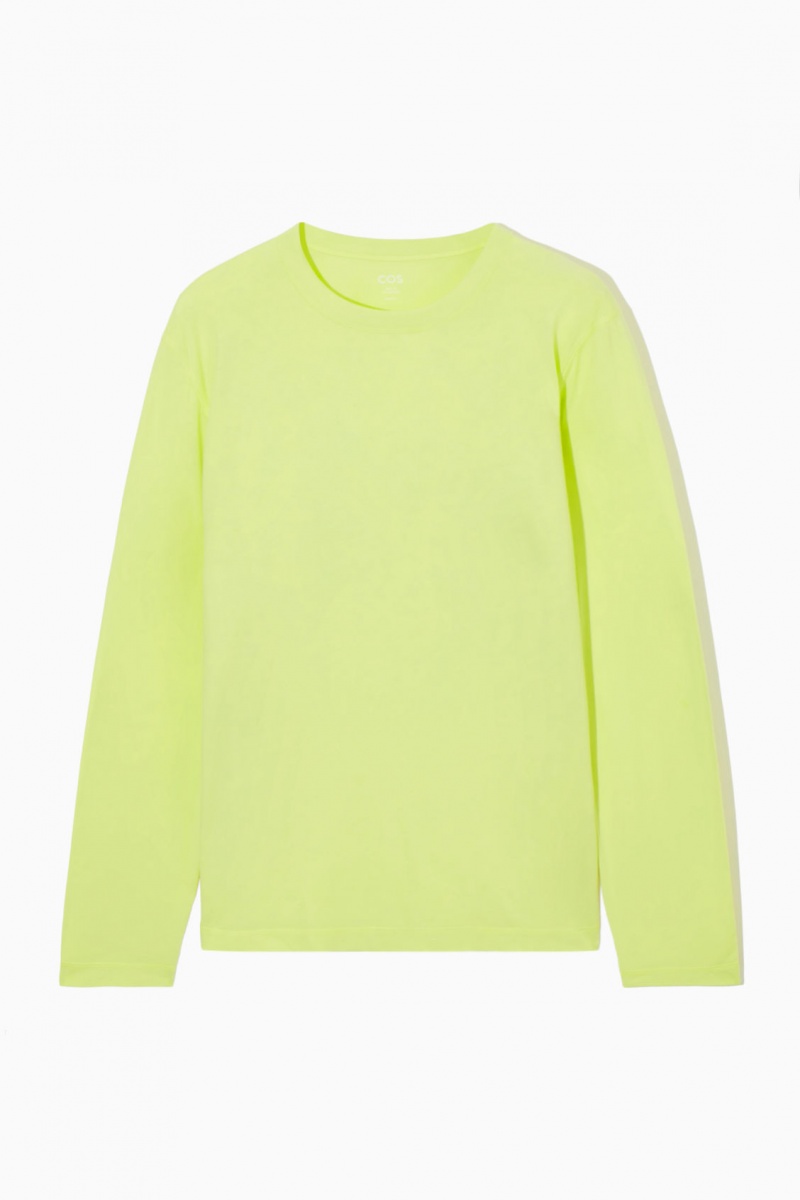 Men's COS Lightweight Long-Sleeved T-Shirt Light Yellow NZ-95DKSCJBA