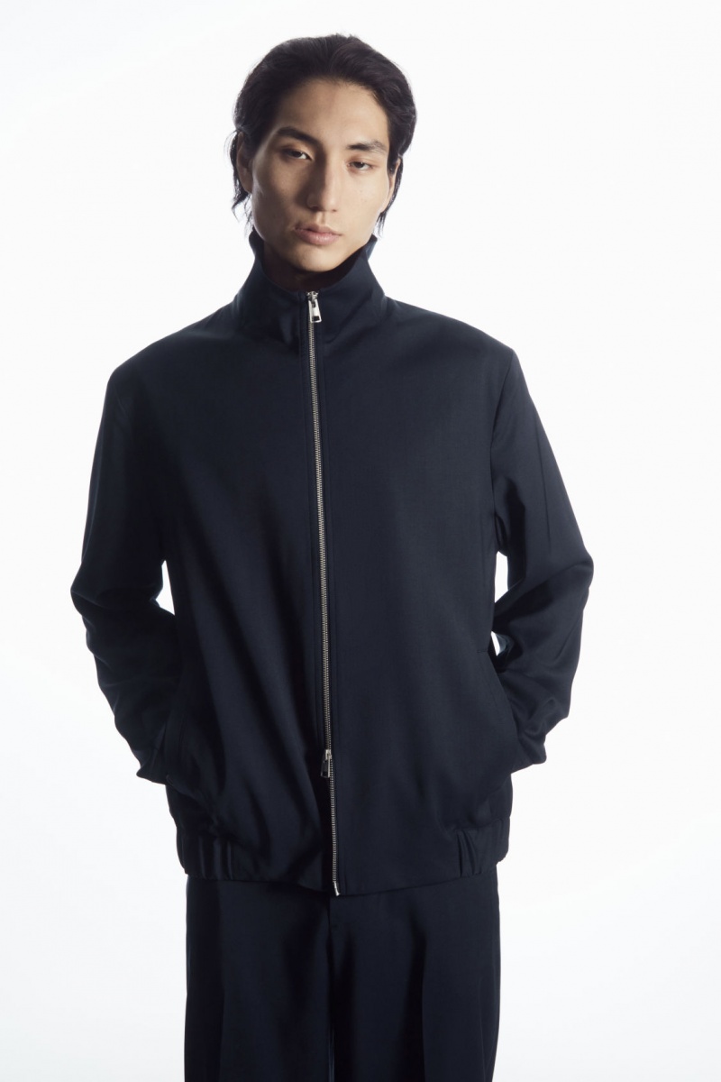 Men's COS Lightweight Wool Jackets Navy NZ-28LSDQAIP