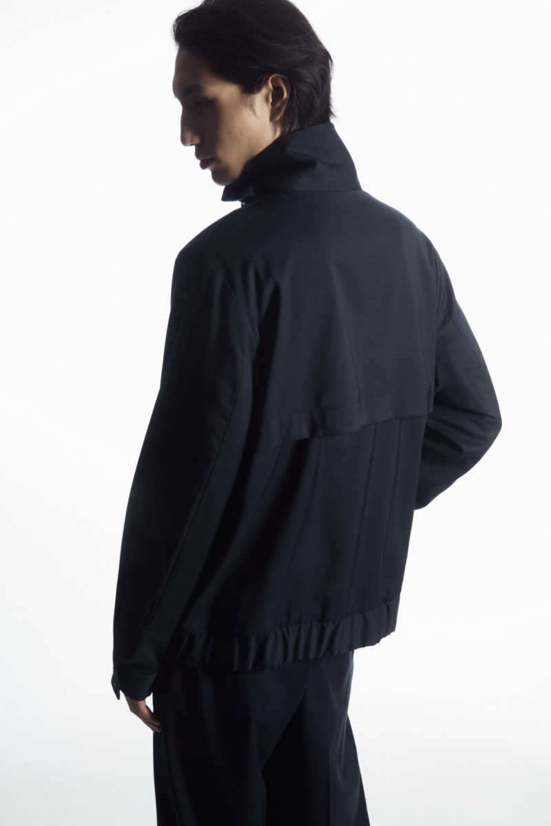 Men's COS Lightweight Wool Jackets Navy NZ-28LSDQAIP