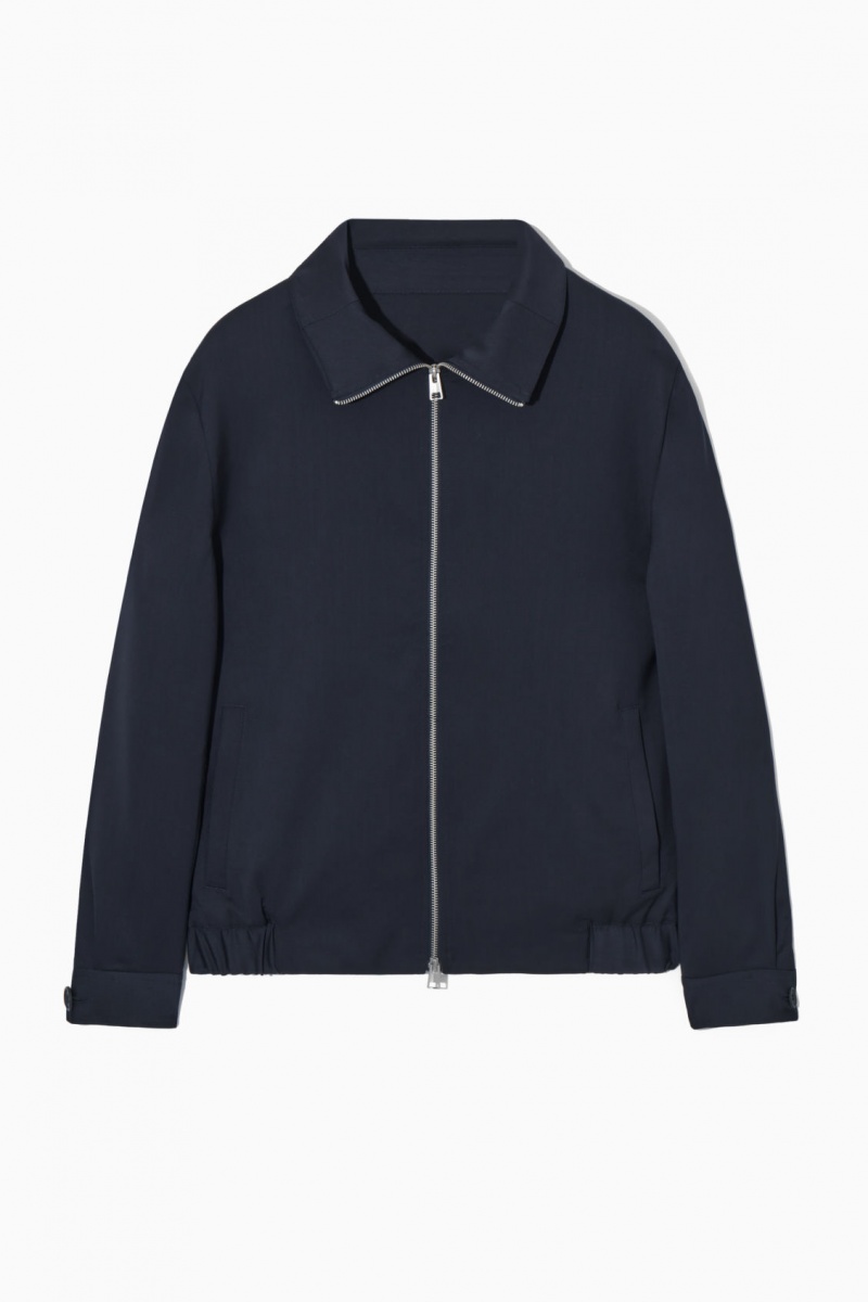 Men's COS Lightweight Wool Jackets Navy NZ-28LSDQAIP