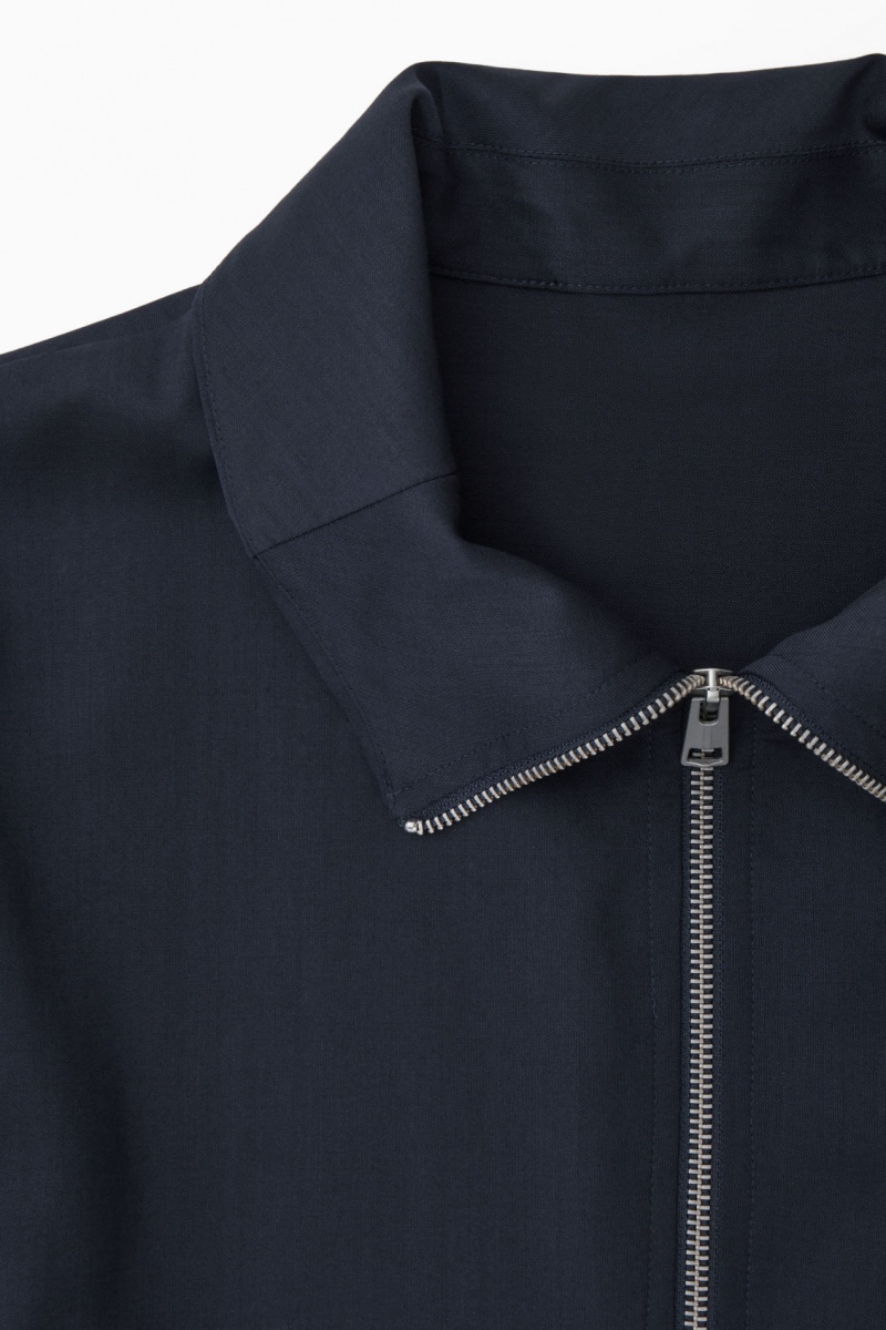 Men's COS Lightweight Wool Jackets Navy NZ-28LSDQAIP