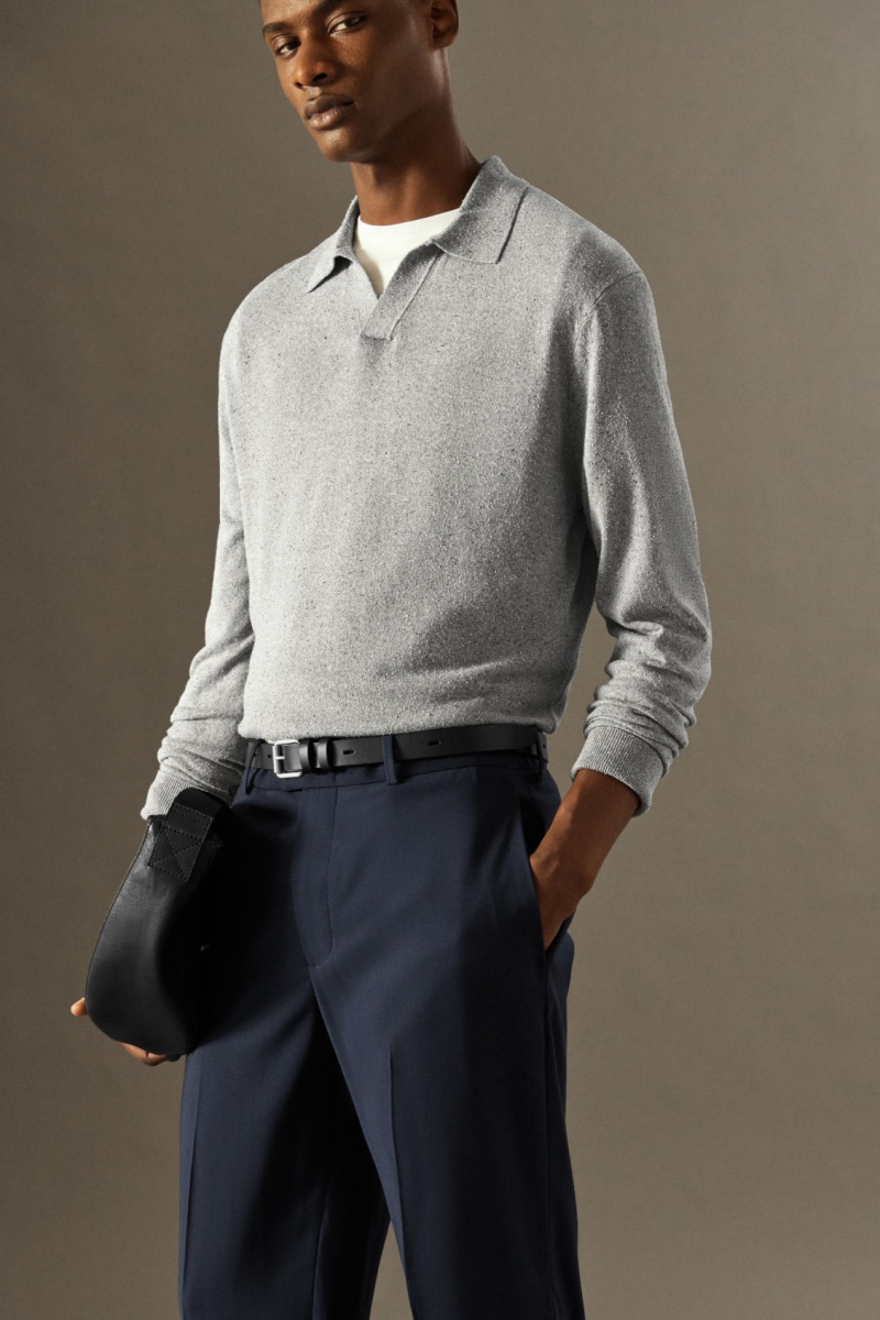 Men's COS Lightweight Wool Straight Pants Navy NZ-89PGVMZLK