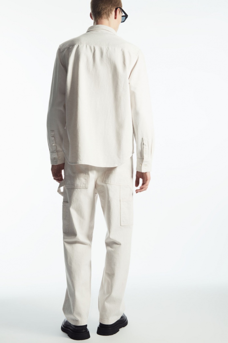 Men's COS Linen-Blend Denim Shirts White NZ-23QBFDANZ