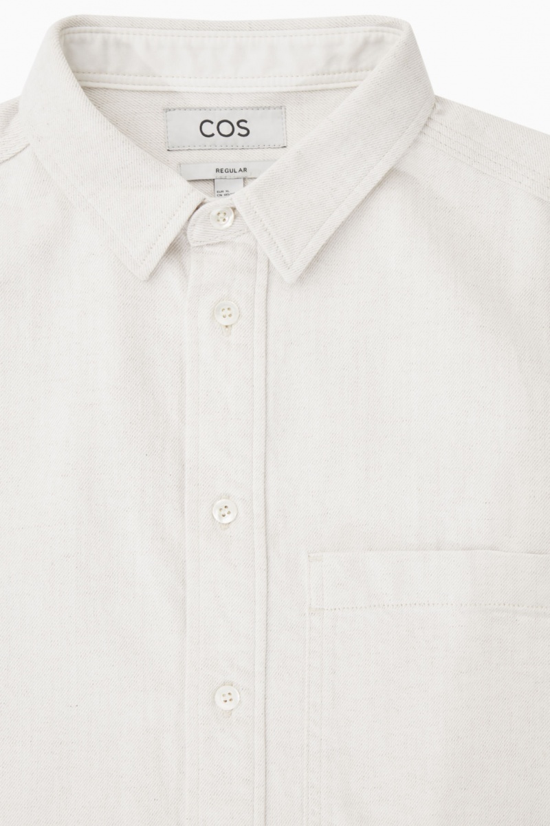 Men's COS Linen-Blend Denim Shirts White NZ-23QBFDANZ