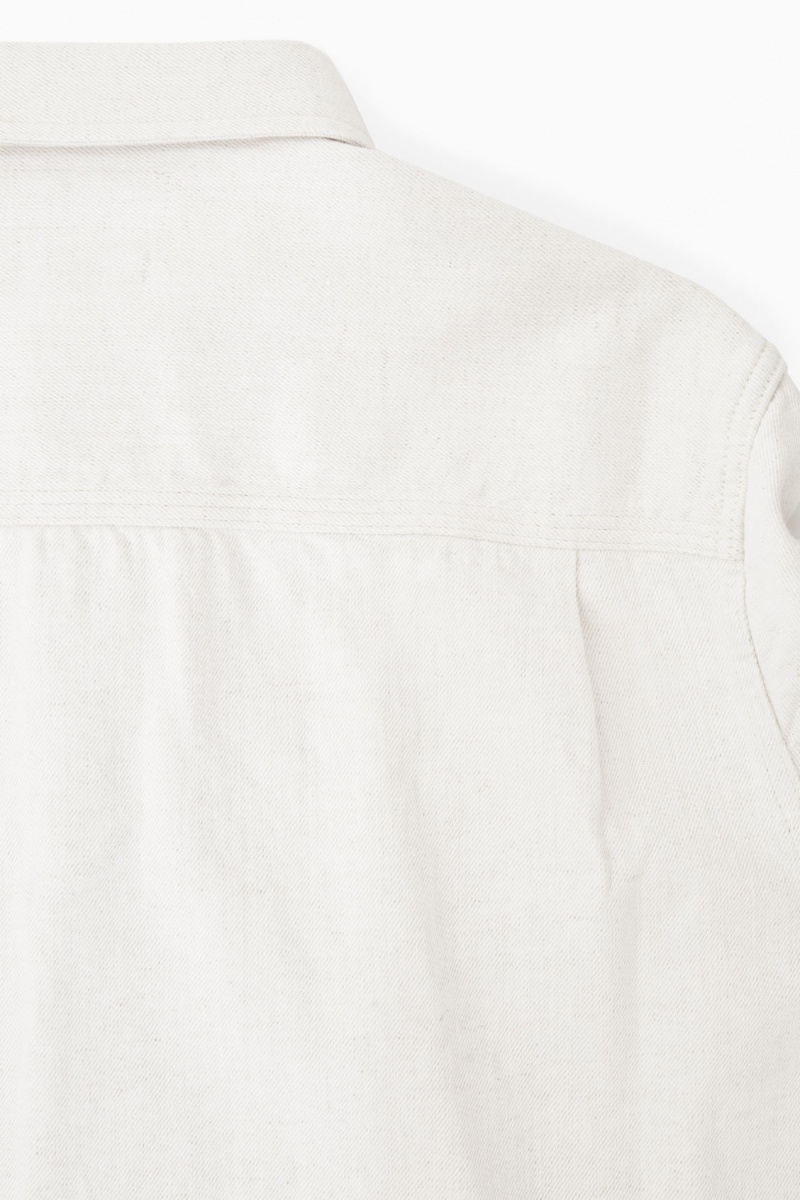 Men's COS Linen-Blend Denim Shirts White NZ-23QBFDANZ