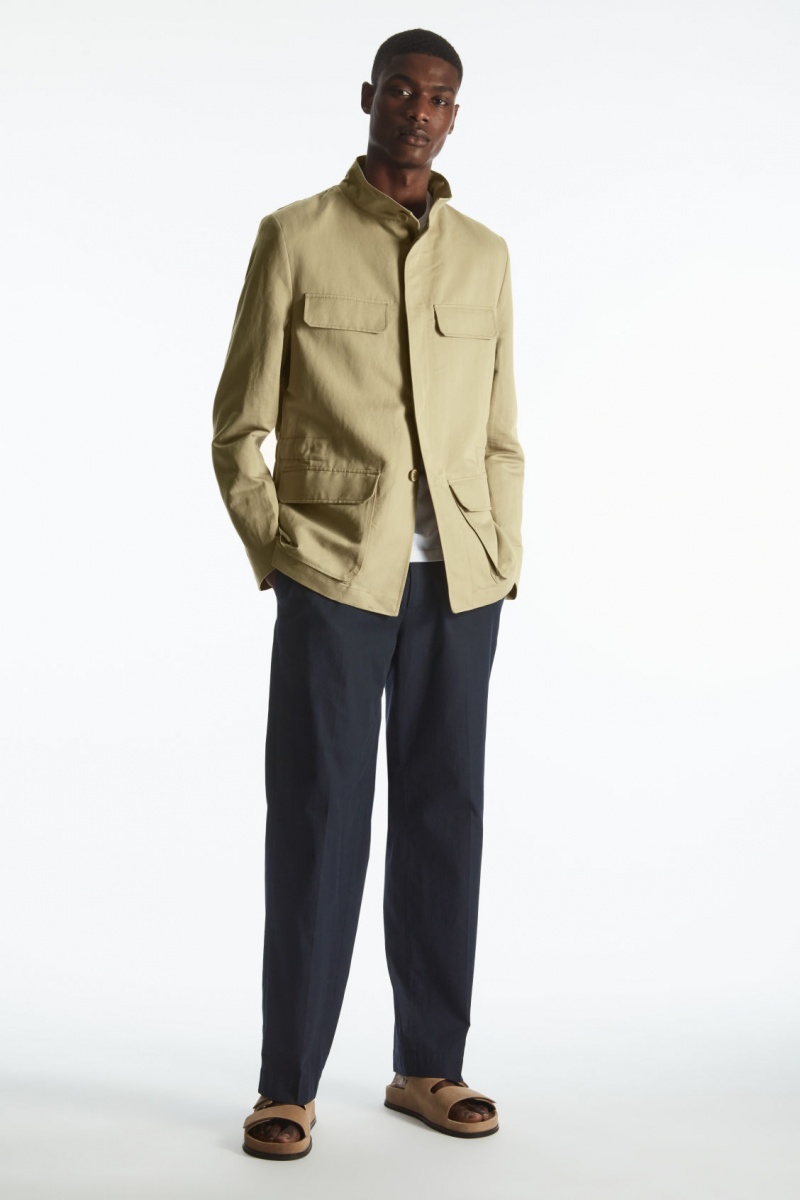 Men's COS Linen Field Jackets Beige NZ-23LWCKUYD